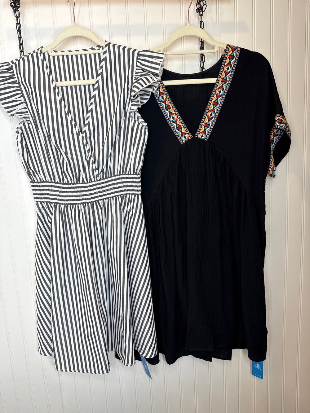NWT Cupshe Dress Cover Up Dress - Plunging Mini & Striped Ruffled Bundle Sz M